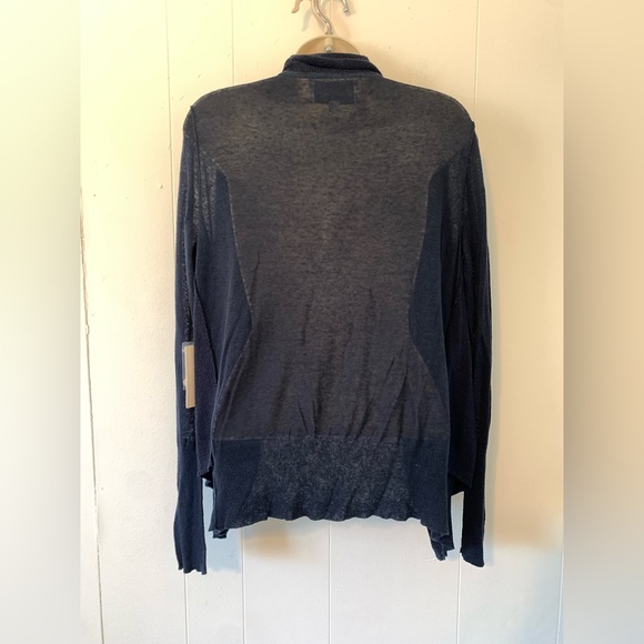 NWT Brochure Walker Navy Blue Layered open Linen Blend Cardigan size S - Picture 5 of 8